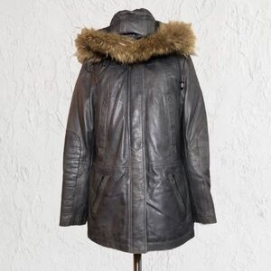Danier Grey Insulated Leather Coat
